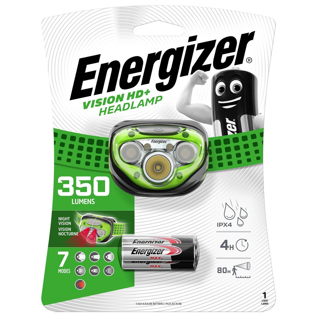 ENERGIZER Pannlampa Vision HD+ Headlight 350 lumen | Skyddsutrustning - Ficklampor pannlampor och arbetsbelysning - Pannlampor och hjälmlampor | Kontorsexperten