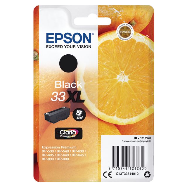EPSON Bläckpatron 33XL, C13T33514012, Orange, Claria Premium-bläck, svart, singelförpackning | Toner och bläck - Bläckpatroner - Bläckpatroner Epson | Kontorsexperten