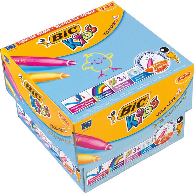 BIC Fiberpenna VISACOLOR™ XL, 4,5 mm spets, olika färger 144/fp | Skola och förskola - Pennor och tillbehör - Fiberpennor - Standard | Kontorsexperten