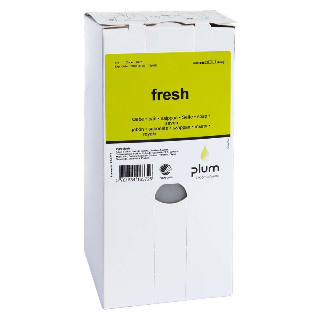 PLUM Tvål Fresh BIB 1,4L | Städ och hygien - Tvål och hygien - Hygiensystem - Plum | Kontorsexperten