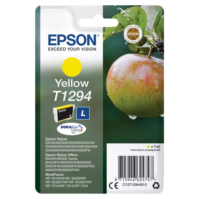 EPSON Bläckpatron C13T12944011 Gul | Toner och bläck - Bläckpatroner - Bläckpatroner Epson | Kontorsexperten