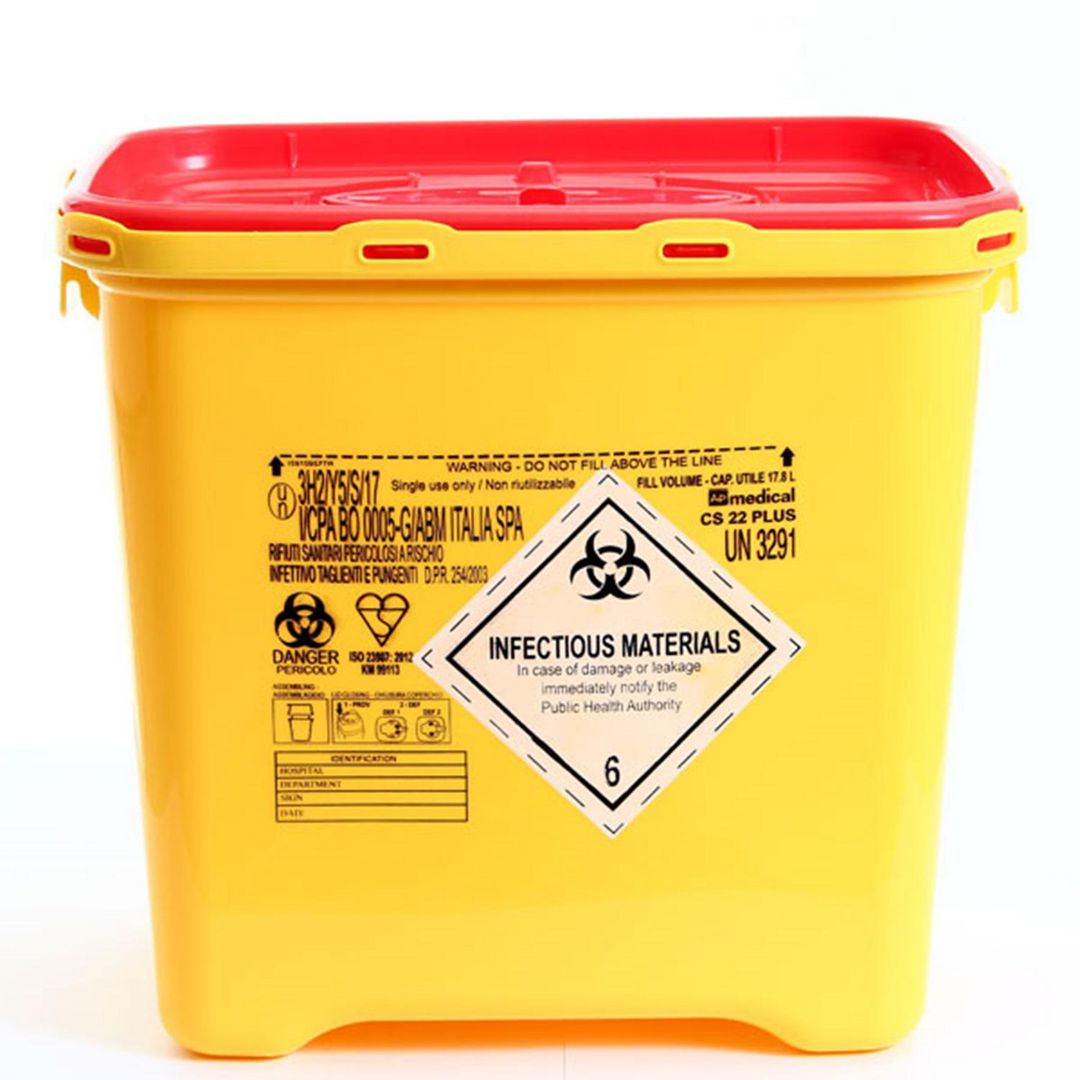 SAN SAC Kanylburk gul med etikett 22L | Sjukvård och omsorg - Inredning - Riskavfallshantering | Kontorsexperten