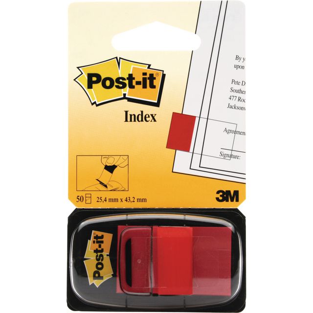 POST-IT Indexflikar, medium, 25,4 x 43,2 mm, röd, 680-1 | Kontorsmaterial - Indexflikar och märkflikar - Indexflikar i plast | Kontorsexperten