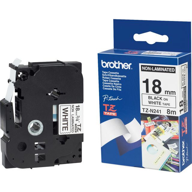 BROTHER Tape TZEN241 18mm svart på vit | Kontorsmaskiner - Märkmaskiner och tape - Tape - Brother TZ | Kontorsexperten