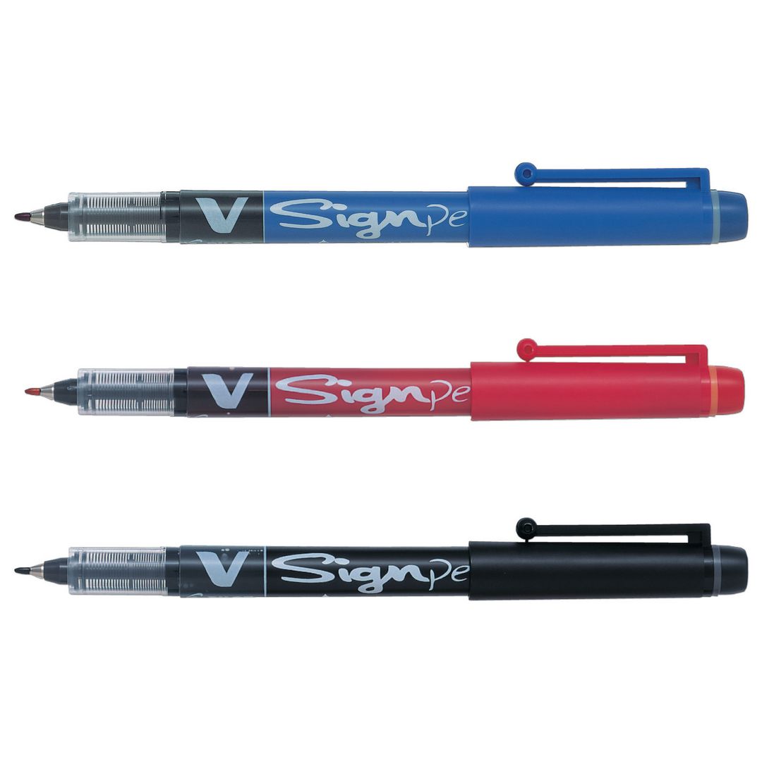 PILOT Fineliner, V-Pen, mediumspets, 2 mm spets, röd pennkropp, rött bläck | Kontorsmaterial - Pennor - Finelinerpennor | Kontorsexperten