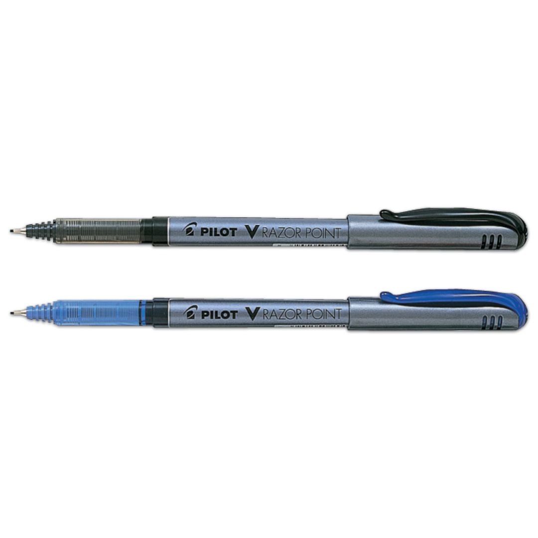 PILOT Fineliner, V Razor Point, extra tunn spets, blå pennkropp, blått bläck | Kontorsmaterial - Pennor - Finelinerpennor | Kontorsexperten