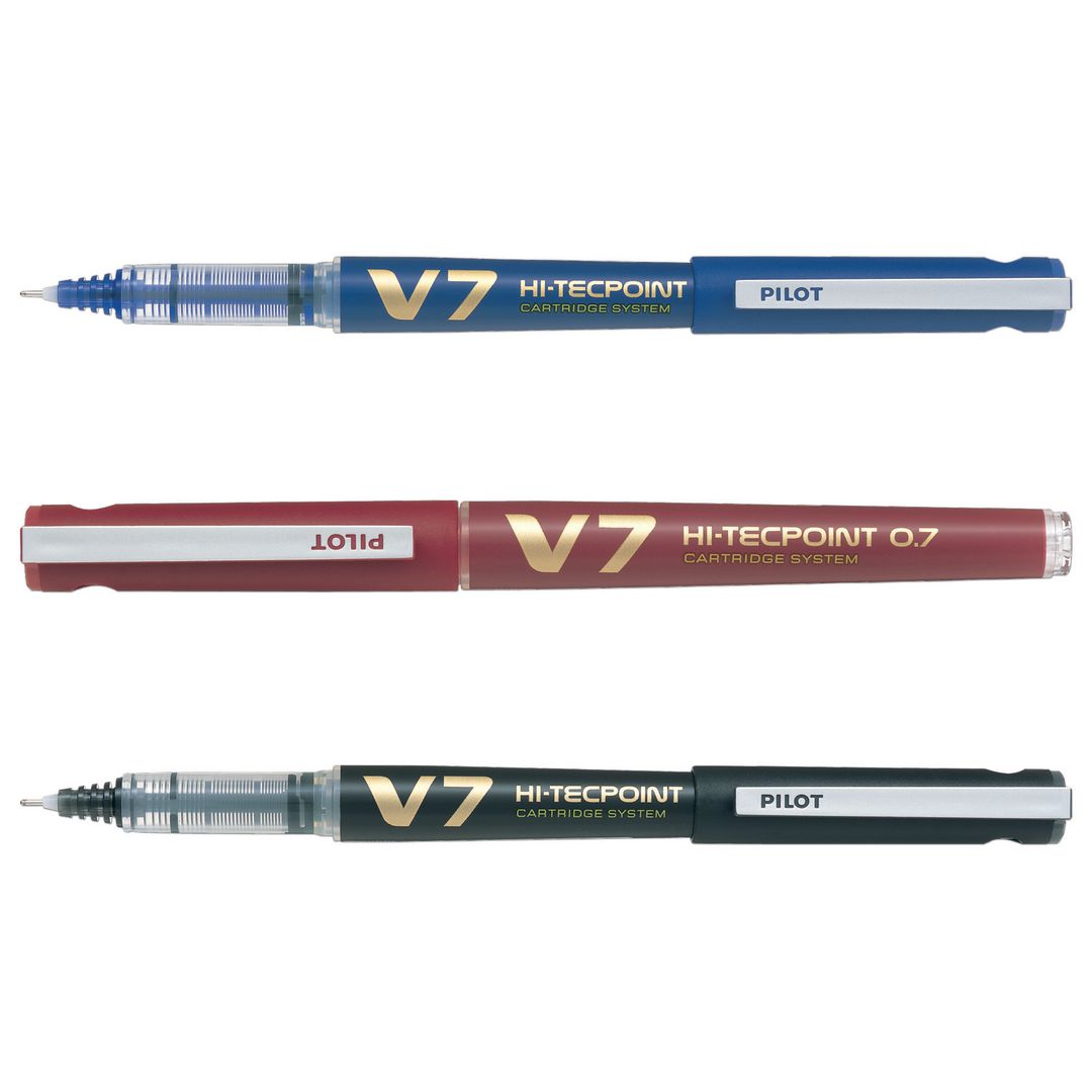 PILOT BEGREEN Bläckkulpenna, Begreen Hi-Tecpoint V7 rollerballpenna med stift, tunn spets på 0,7 mm, blå | Kontorsmaterial - Pennor - Bläckkulpennor | Kontorsexperten