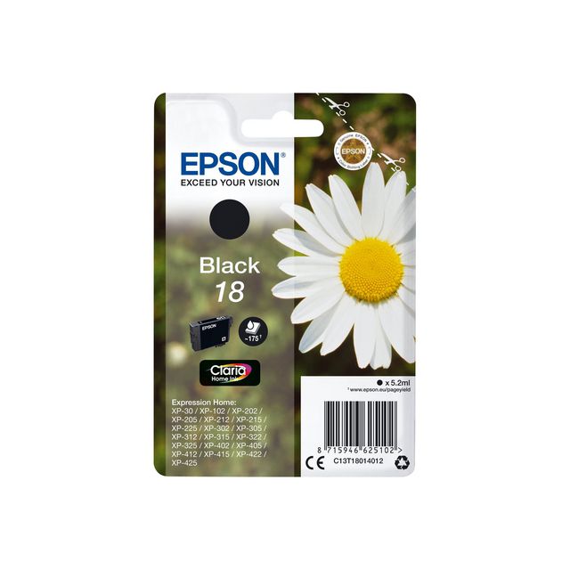 EPSON Bläckpatron C13T18014012 Svart | Toner och bläck - Bläckpatroner - Bläckpatroner Epson | Kontorsexperten