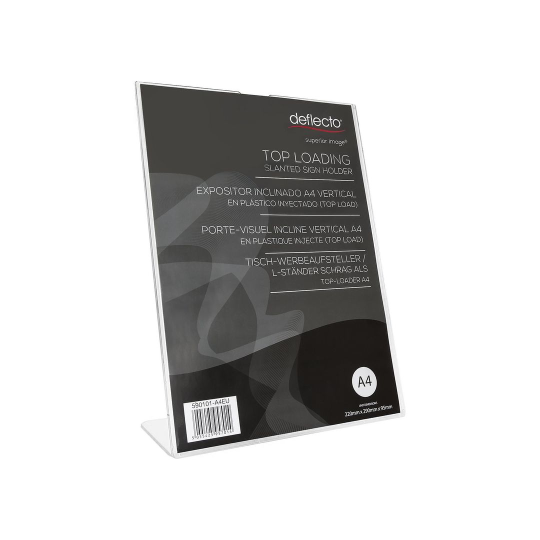DEFLECTO Informationsställ akryl lut. A4 instick | Kontorsmöbler och inredning - Tavlor ställ och ramar - Informationsställ | Kontorsexperten