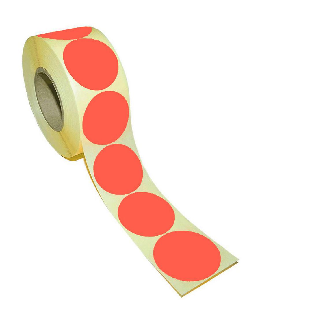 Etikett rund 40mm neonröd 500/rl | Emballage och lagerutrustning - Etiketter och godsmärkning - Märk- och färgsignalsetiketter | Kontorsexperten