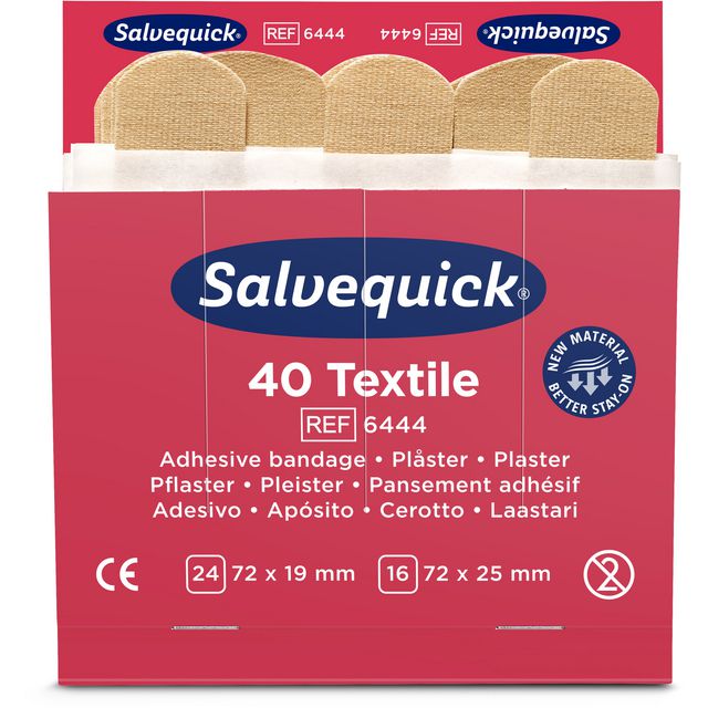 SALVEQUICK Plåster refill textil 40/fp | Skyddsutrustning - Första Hjälpen - Förband och Refill | Kontorsexperten
