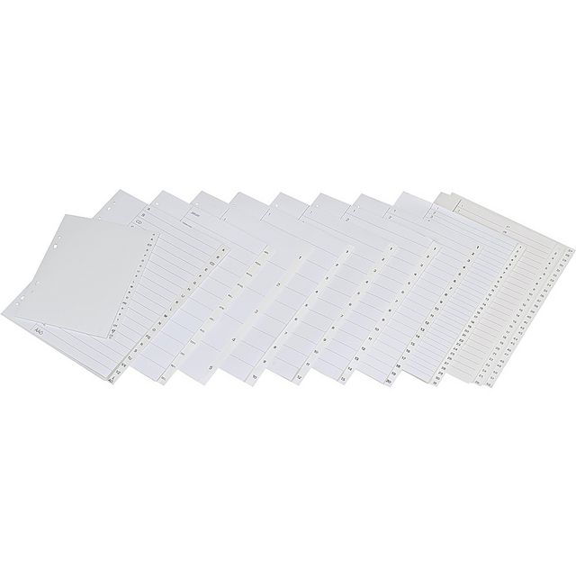 Plastregister A4, polypropylen, A–Ö-flikuppsättning, 297x225/240mm, vit | Kontorsmaterial - Pärmar och register - Plastregister - Tryckta | Kontorsexperten