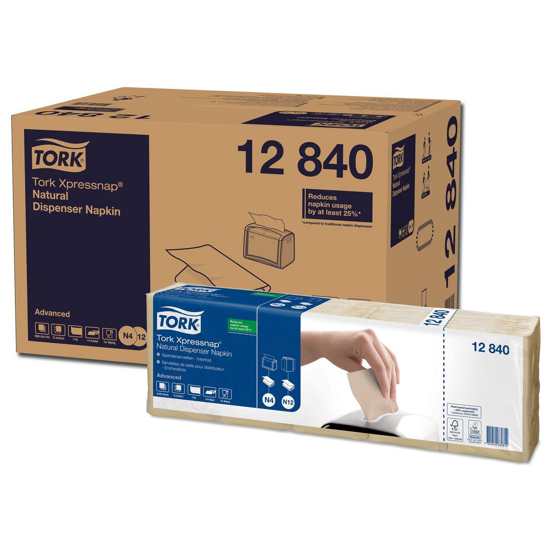 TORK Servett Adv N4 1-lags natur 1125/fp | Kök och servering - Servetter och dukar - Servett - 1-lagers | Kontorsexperten