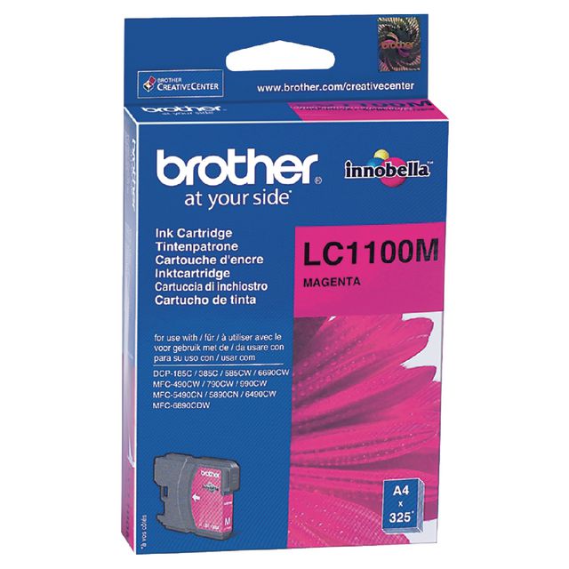 Brother Bläckpatron LC1100 M, LC-1100M, Innobella™-bläck, magenta, singelförpackning | Toner och bläck - Bläckpatroner - Bläckpatroner Brother | Kontorsexperten