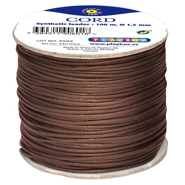 PLAYBOX Snöre konstläder brun 100 m | Skola och förskola - Hobbymaterial - Tråd, snöre och snodd | Kontorsexperten