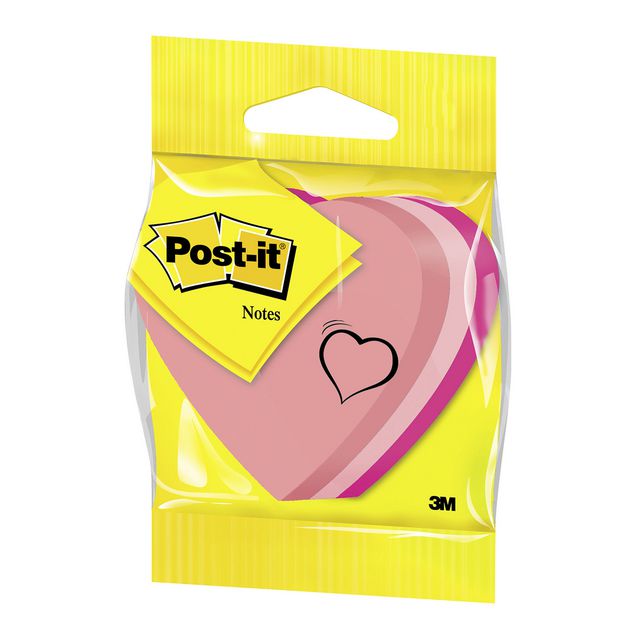 POST-IT Sticky-notislappar, 70 x 70 mm, hjärtformade, rosa, 225 blad, 2007-H | Kontorsmaterial - Notes och Post-It - Notes - Färgade | Kontorsexperten