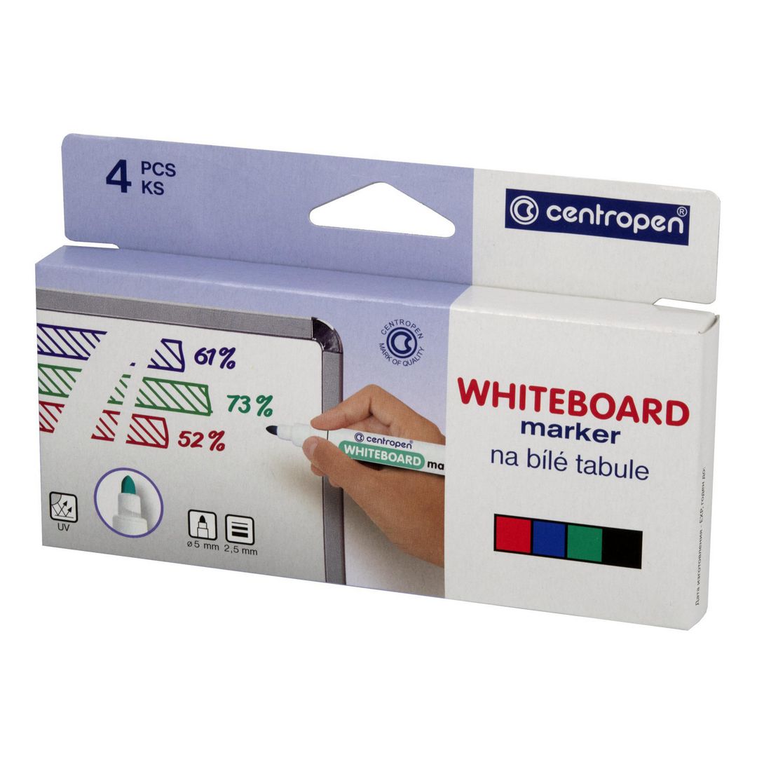 CENTROPEN Whiteboardpenna rund 4/fp | Kontorsmaterial - Pennor - Whiteboardpennor - Rund spets | Kontorsexperten