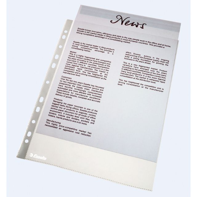 ESSELTE Plastficka PP A4 0,06 klar 100/fp | Kontorsmaterial - Mappar och plastfickor - Plastfickor - Öppen överkant | Kontorsexperten