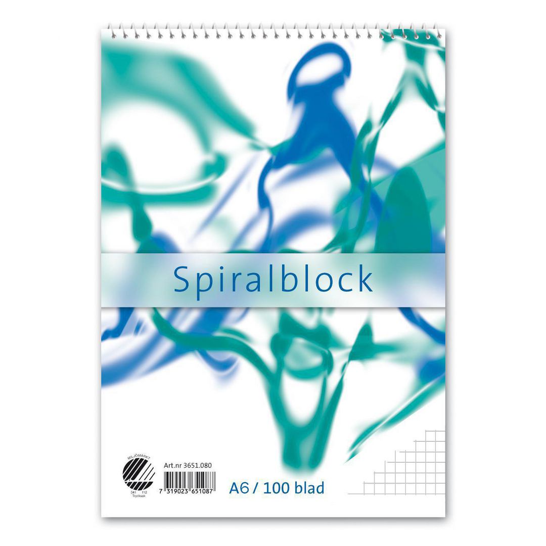 Spiralblock A6 60g 100 blad rutat | Kontorsmaterial - Block och anteckningsböcker - Spiralblock | Kontorsexperten