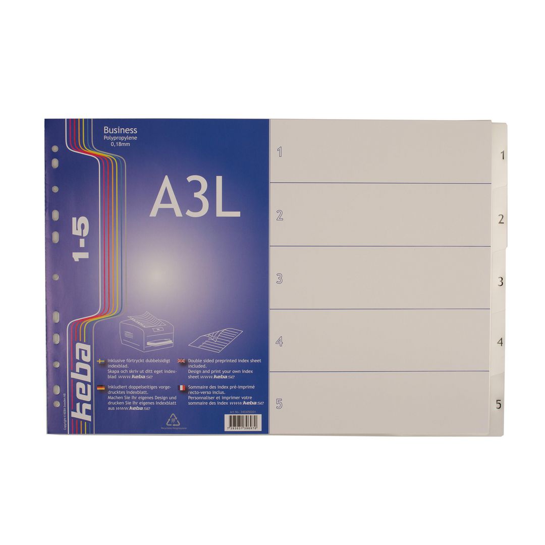 KEBA Plastregister Business LA3 PP 0,18mm 1-5 flikar | Kontorsmaterial - Pärmar och register - Plastregister - Tryckta | Kontorsexperten