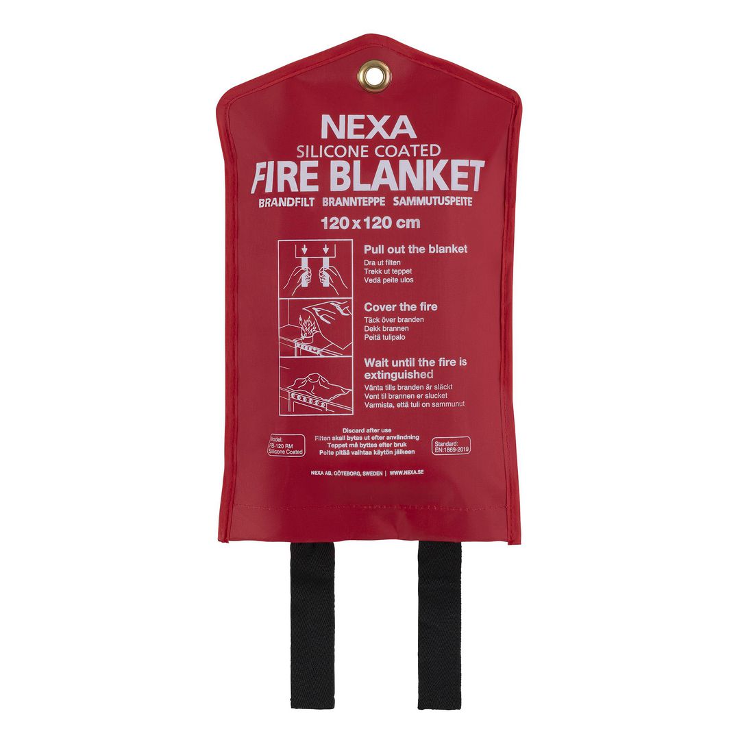 NEXA Brandfilt Silikon 120x120cm Röd | Skyddsutrustning - Brandsäkerhet - Brandfiltar | Kontorsexperten