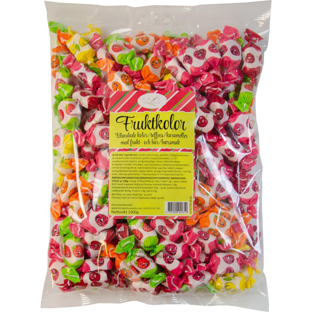 CARL CHOKLAD&PRESENT Godis Fruktkolor 1000g | Kök och servering - Ätbart - Godis och choklad | Kontorsexperten