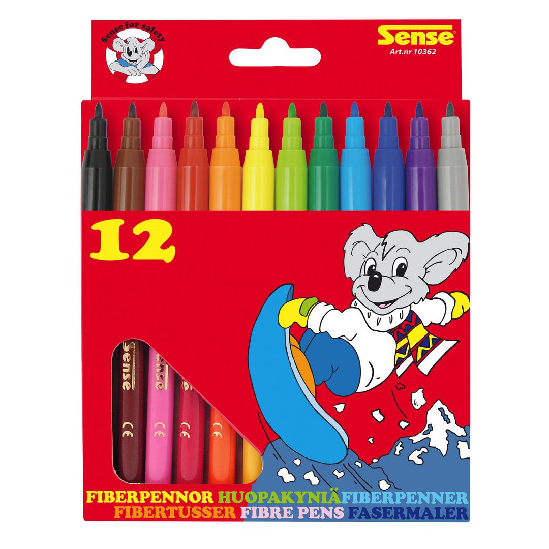 SENSE Fiberpenna 12 färger | Skola och förskola - Pennor och tillbehör - Fiberpennor - Standard | Kontorsexperten