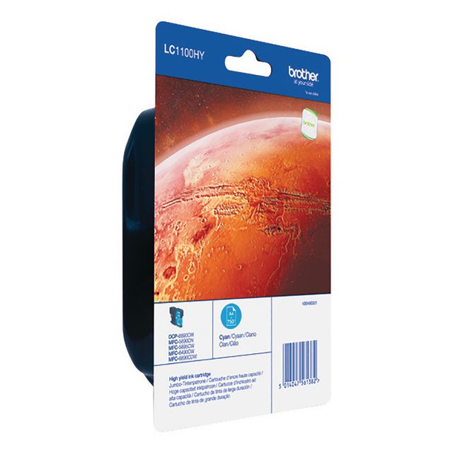 Brother Bläckpatron LC1100HY C, LC-1100HYC, Innobella™-bläck, cyan, singelförpackning, hög kapacitet | Toner och bläck - Bläckpatroner - Bläckpatroner Brother | Kontorsexperten