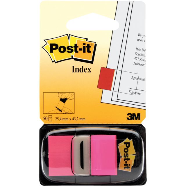 POST-IT Indexflikar, medium 25,4 x 43,2 mm, klarrosa, 680-21 | Kontorsmaterial - Indexflikar och märkflikar - Indexflikar i plast | Kontorsexperten