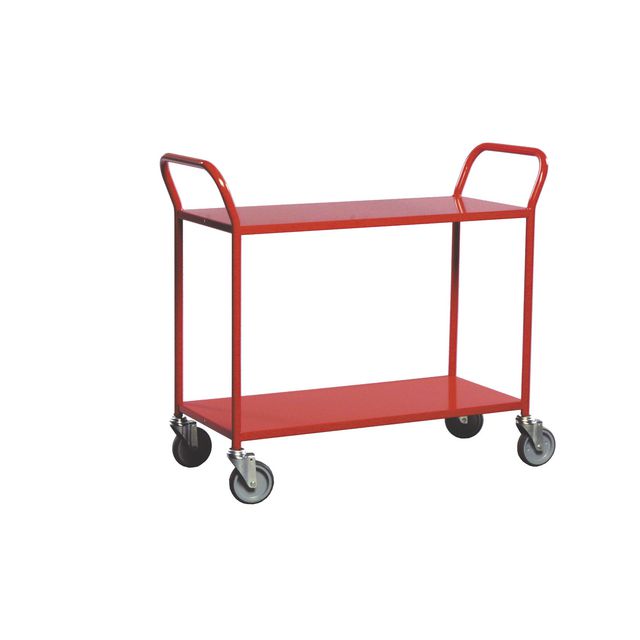 Bordsvagn 2 hyllplan Röd | Emballage och lagerutrustning - Lagerutrustning - Rullbord | Kontorsexperten