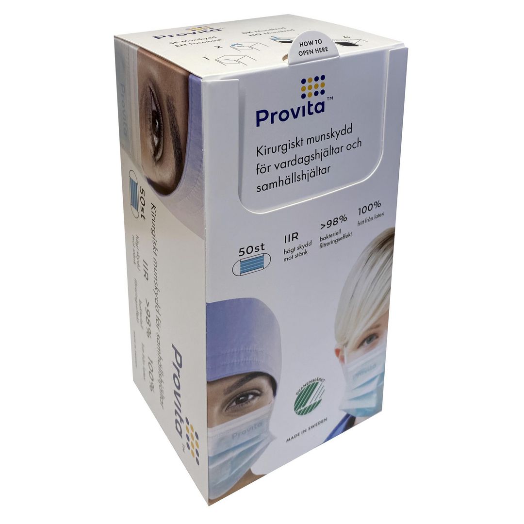 PROVITA Munskydd Typ IIR svensktillverkat 50/fp | Sjukvård och omsorg - Munskydd och visir - Munskydd | Kontorsexperten