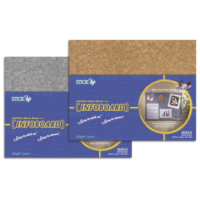 Anslagstavla, kork, självhäftande, ett lager, 460 x 580 mm, Brun | Kontorsmöbler och inredning - Tavlor ställ och ramar - Anslagstavlor | Kontorsexperten