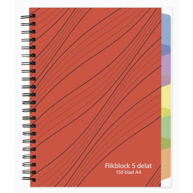 Ant.block A4 70g 150 blad med 5 avdelare | Kontorsmaterial - Block och anteckningsböcker - Anteckningsblock | Kontorsexperten
