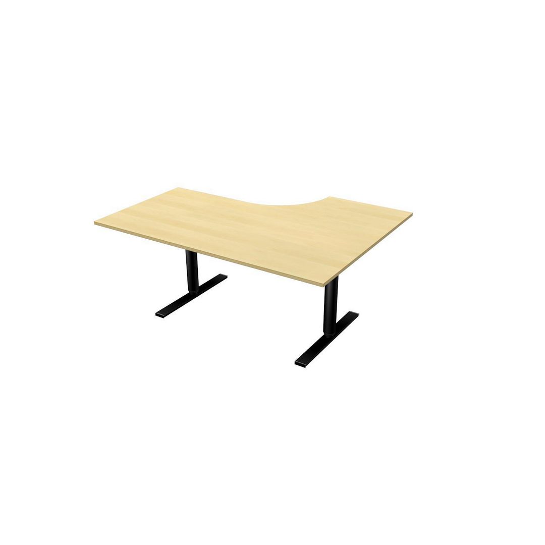 LANAB DESIGN Skrivbord El V 1,6x1,2x0,8x0,6m björkla/svart | Kontorsmöbler och inredning - Bord och hurtsar - Skrivbord - Höj/sänkbar | Kontorsexperten