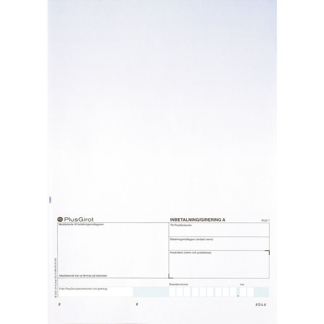 Standardblankett Plusgiro 250/fp | Kontorsmaterial - Blanketter och bokföring - Blanketter | Kontorsexperten