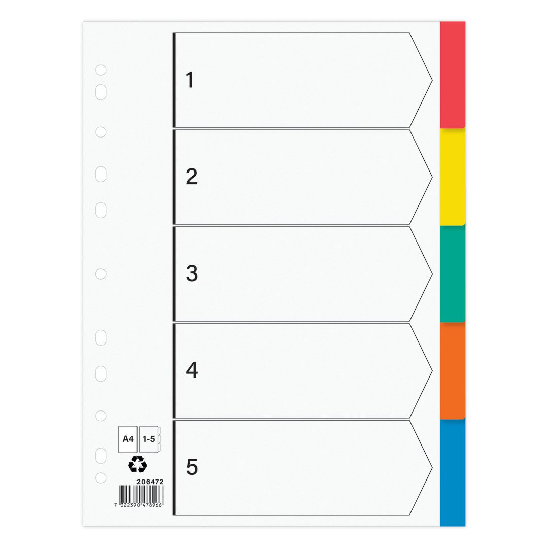 Plastregister otryckta A4 5-flik | Kontorsmaterial - Pärmar och register - Plastregister - Otryckta | Kontorsexperten