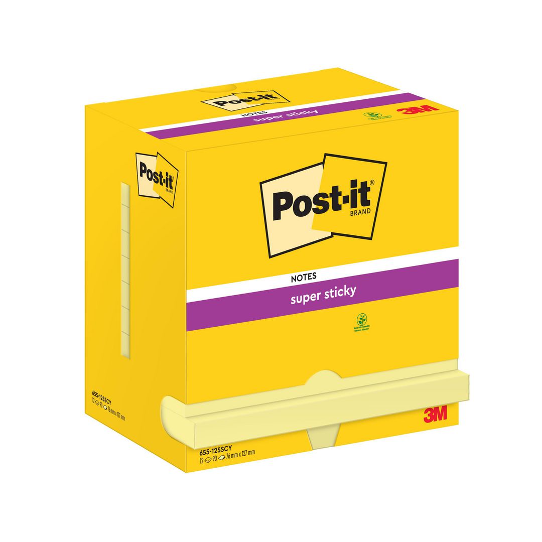 POST-IT Notes SuperSticky 76x127mm gul | Kontorsmaterial - Notes och Post-It - Notes - Extra sticky | Kontorsexperten
