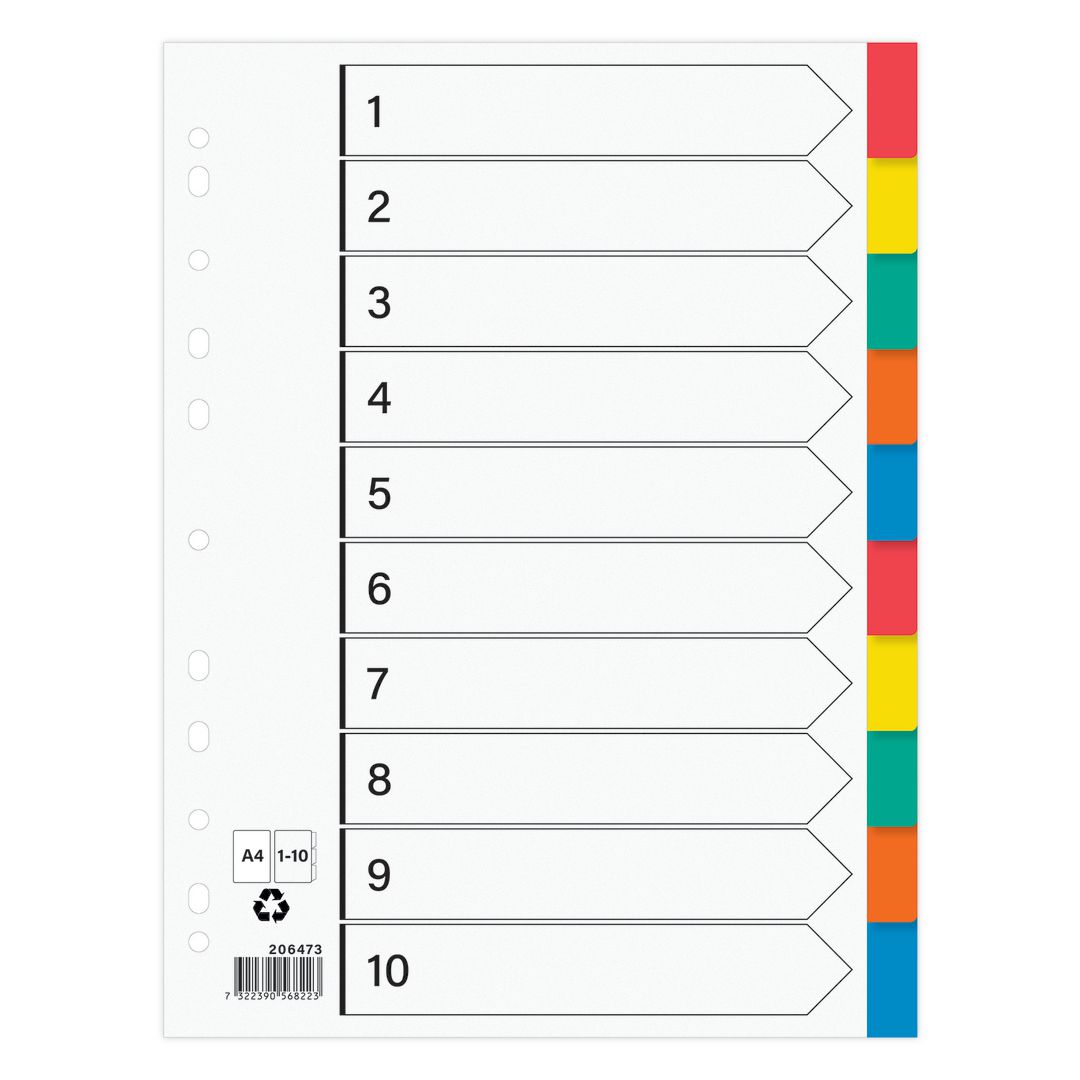 Plastregister otryckta A4 10-fli | Kontorsmaterial - Pärmar och register - Plastregister - Otryckta | Kontorsexperten