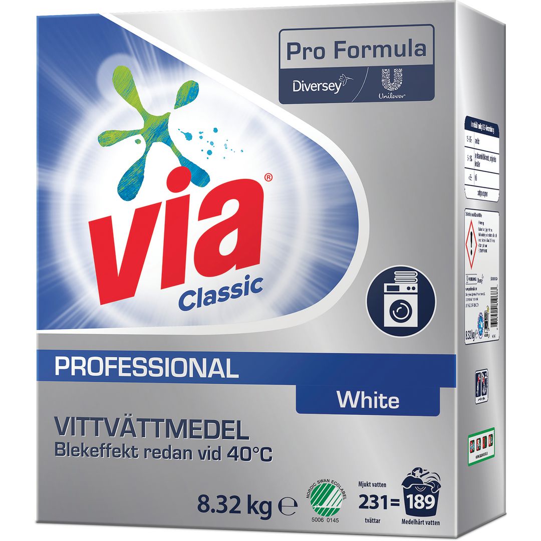 VIA Tvättmedel Pro Formula White 8,32kg | Städ och hygien - Tvättmedel och klädvård - Tvättmedel | Kontorsexperten