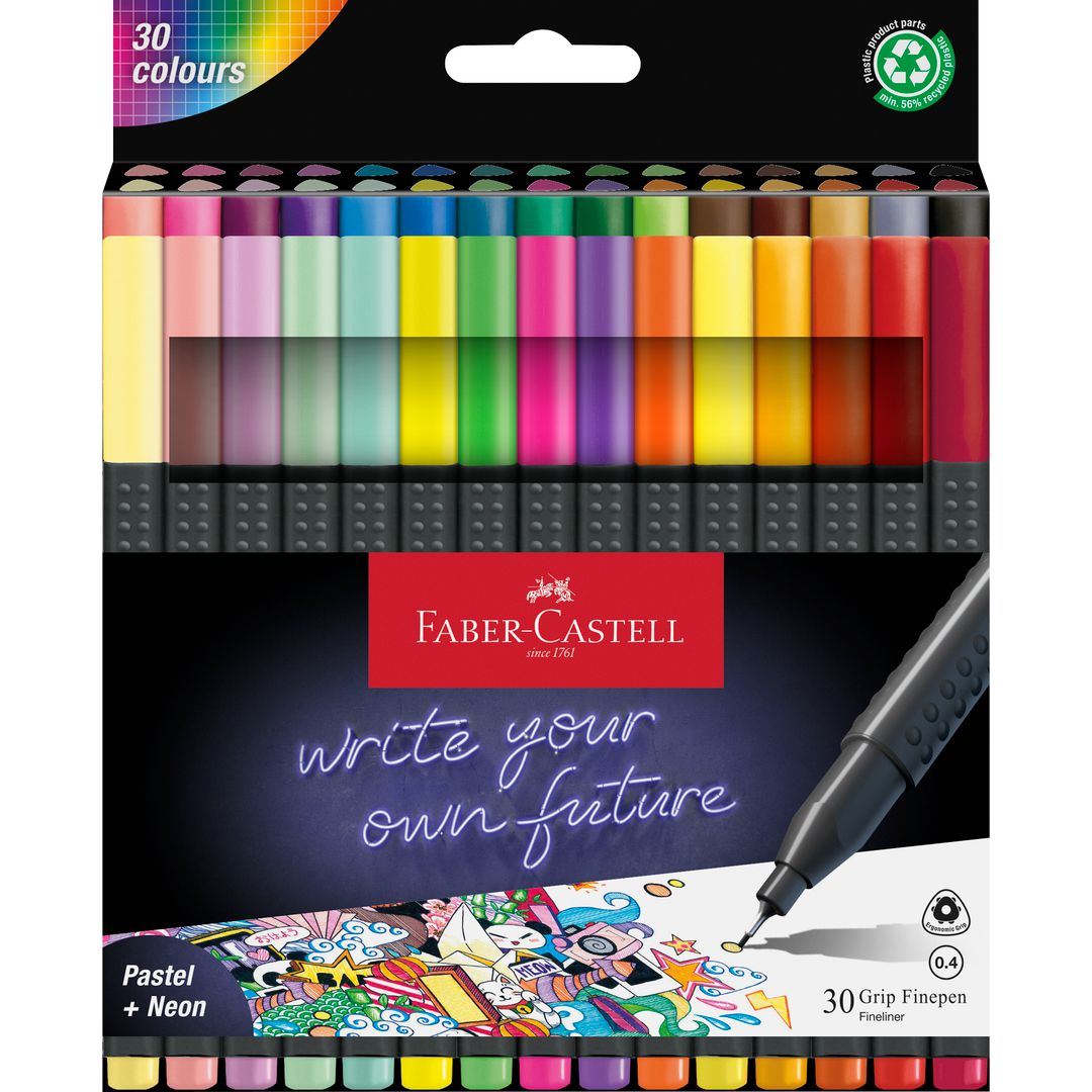 FABER-CASTELL Fiberpenna Grip Fine 0,4 mm 30/fp | Skola och förskola - Pennor och tillbehör - Fiberpennor - Standard | Kontorsexperten
