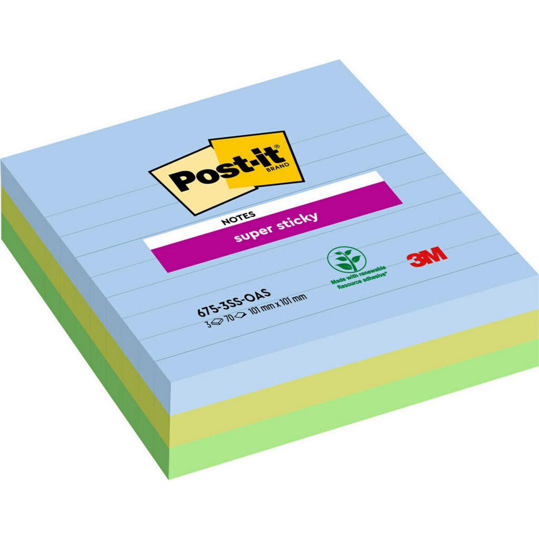 POST-IT Notes Supersticky Oasis Collection 101x101mm 3/fp | Kontorsmaterial - Notes och Post-It - Notes - Extra sticky | Kontorsexperten