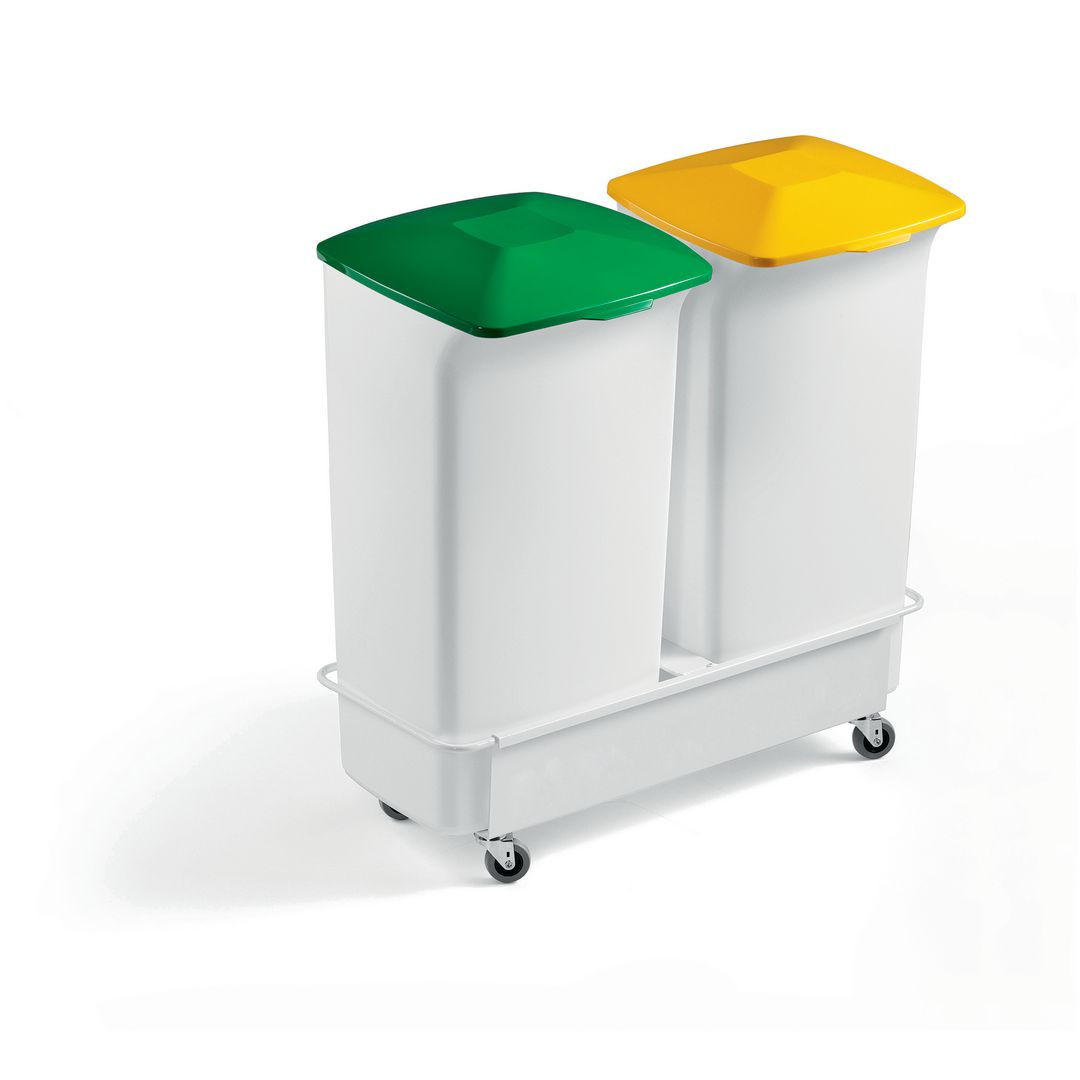 Durable Sorterinsgsvagn DURABIN Kvadrat 40 med vagn, 2x40l | Städ och hygien - Avfallshantering och källsortering - Sortering och återvinning | Kontorsexperten
