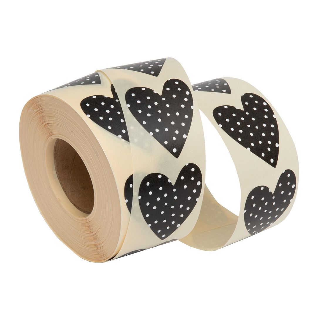 Självhäftande Svarta hjärtan | Emballage och lagerutrustning - Presentinslagning - Presentetiketter | Kontorsexperten