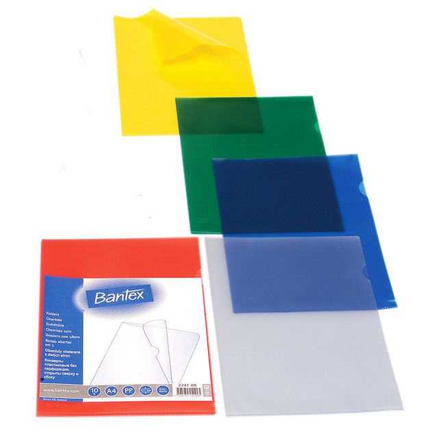 BANTEX A4, jämnskuren mapp, 110 mikrometer, polypropylen, skrovlig, transaprent 10/fp | Kontorsmaterial - Mappar och plastfickor - Plastmappar och aktmappar | Kontorsexperten