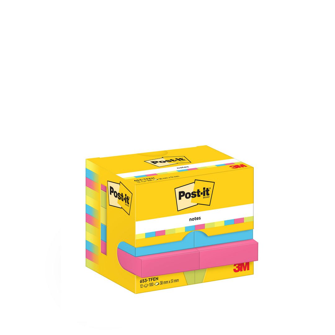 POST-IT Notes Energetic 38x51mm | Kontorsmaterial - Notes och Post-It - Notes - Färgade | Kontorsexperten