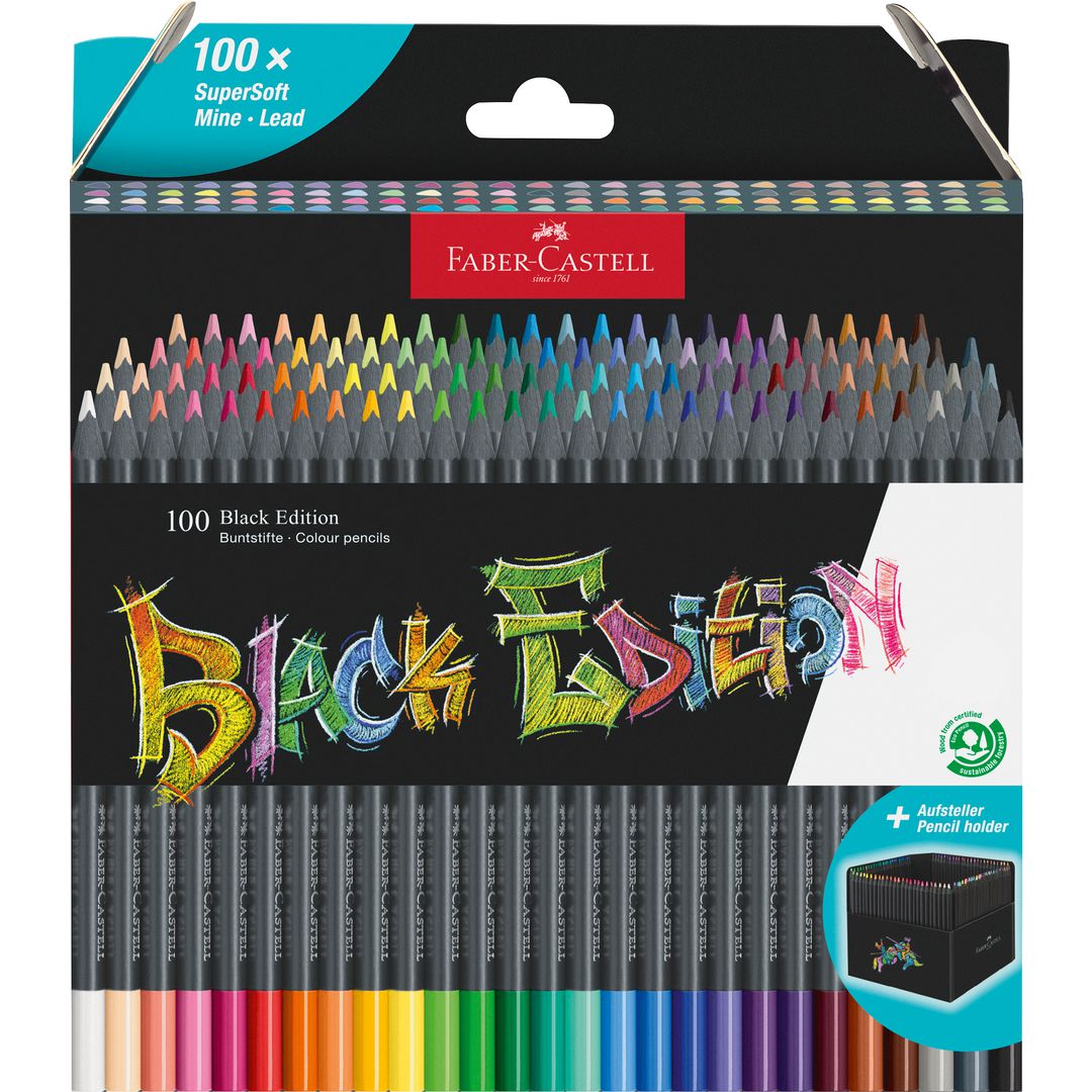 FABER-CASTELL Färgpenna Black Edition 100/fp | Skola och förskola - Pennor och tillbehör - Färgpennor - Trekantsgrepp | Kontorsexperten