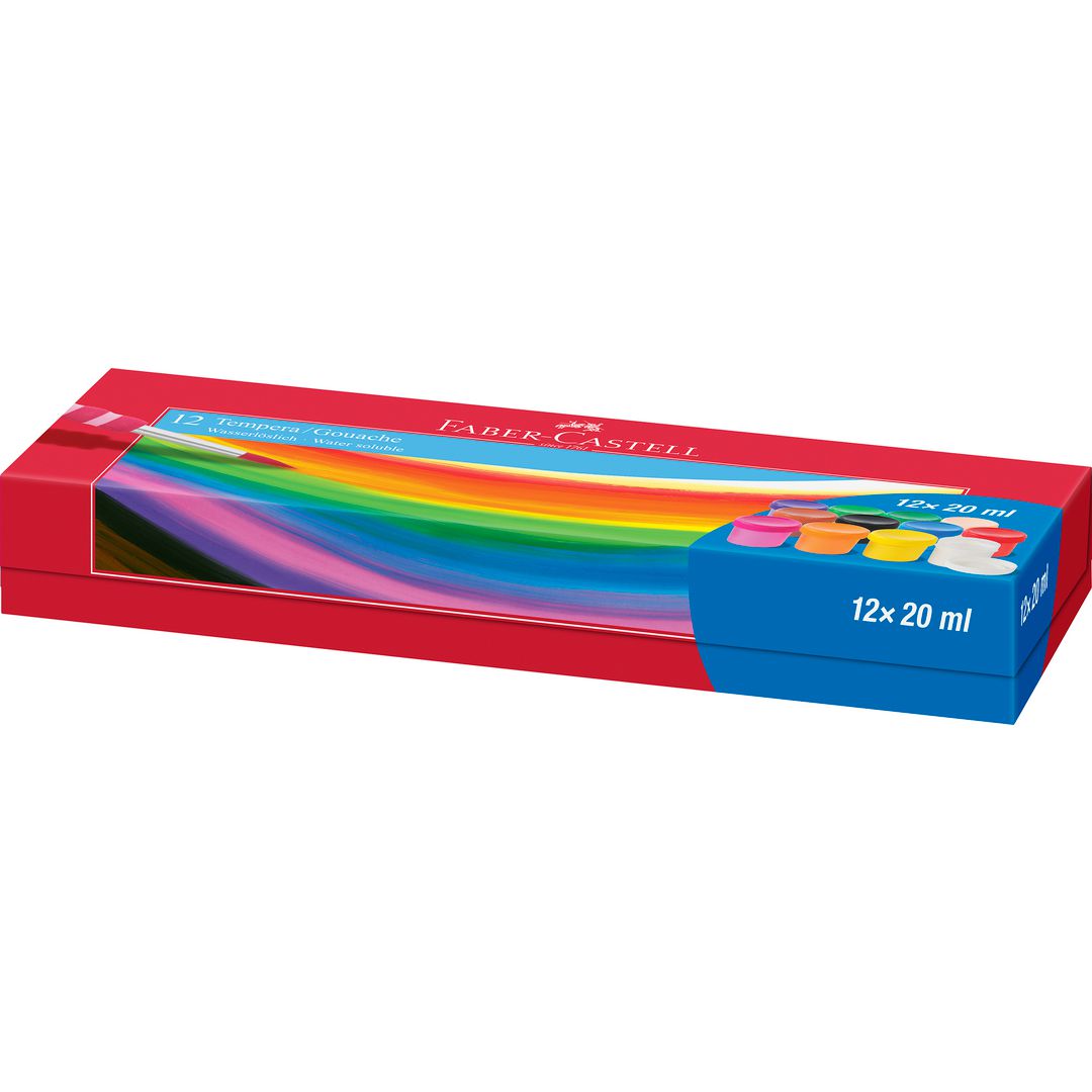 FABER-CASTELL Temprafärg Gouach 20ml x 12 färger | Skola och förskola - Målarfärg och tillbehör - Specialfärg | Kontorsexperten
