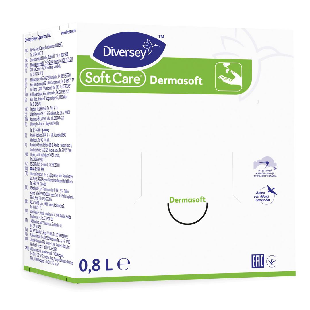 DIVERSEY Soft Care Dermasoft H9, refillpatron med flytande handkräm, 800 ml | Städ och hygien - Tvål och hygien - Hygiensystem - Soft Care | Kontorsexperten