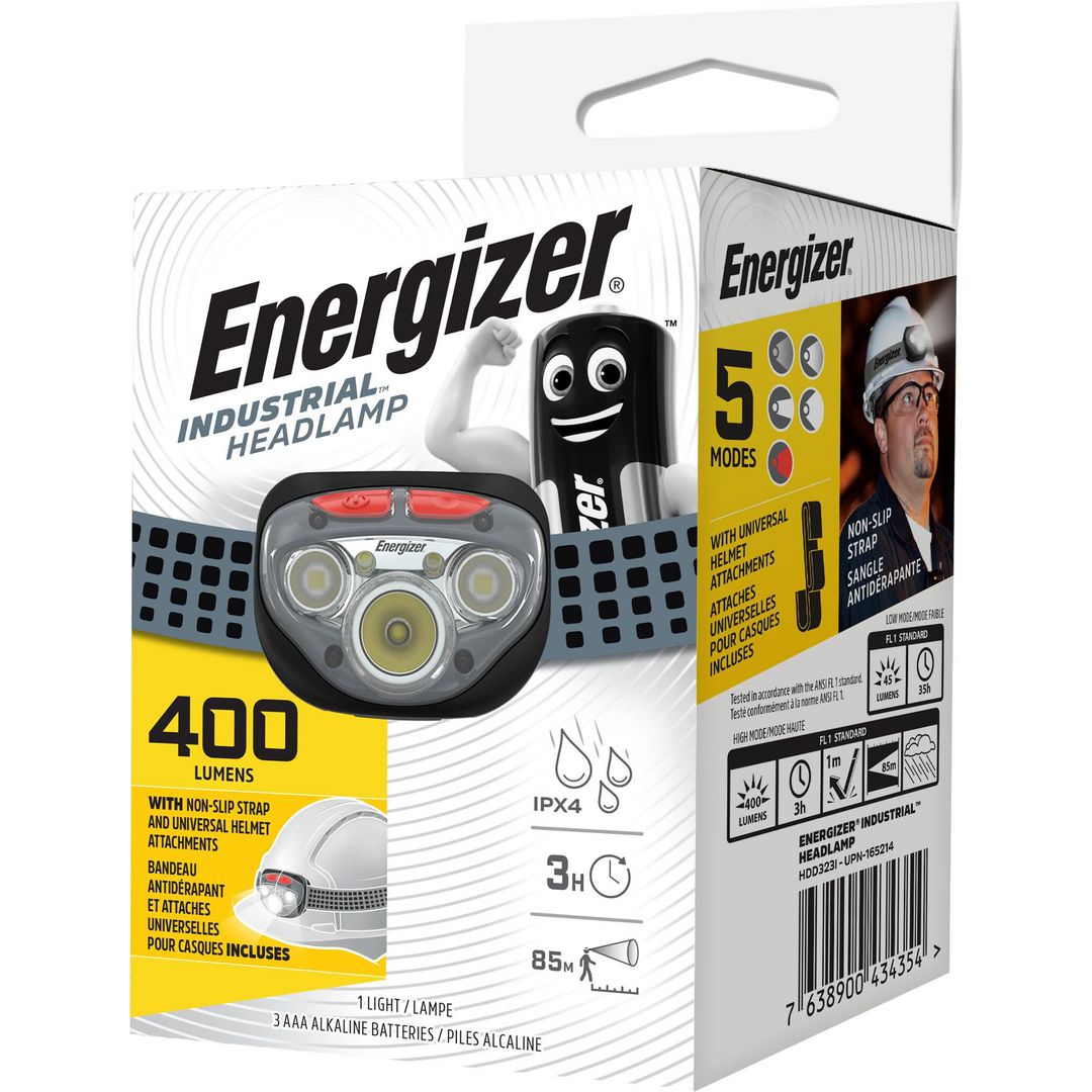 ENERGIZER Pannlampa Industrial 400 lumen | Skyddsutrustning - Ficklampor pannlampor och arbetsbelysning - Pannlampor och hjälmlampor | Kontorsexperten