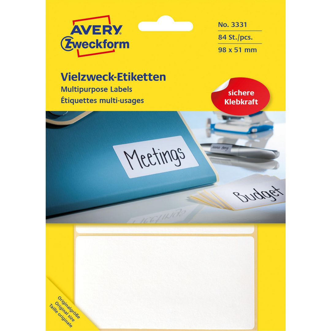AVERY Etikett handskrift 98x51 vit 84/fp | Emballage och lagerutrustning - Etiketter och godsmärkning - Multifunktionsetiketter | Kontorsexperten